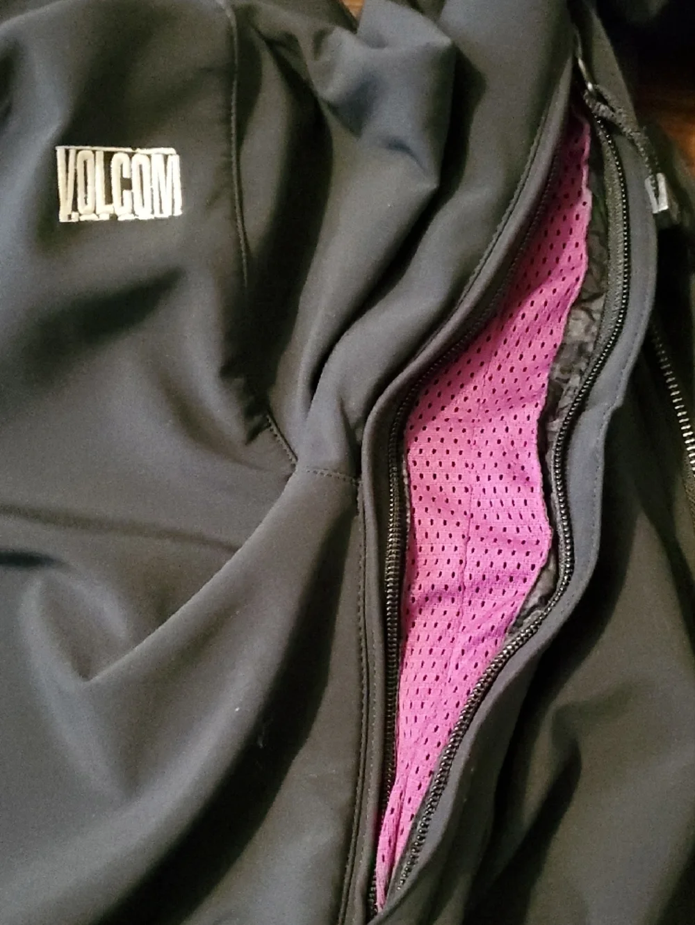 Volcom Nimbus Black Hooded Zip Jacket with Stud Detailing